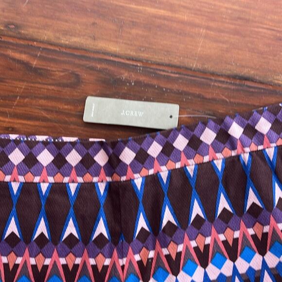 NWT J. Crew art deco geometric print back zip hi rise flat front shorts sz 12 - Picture 4 of 6